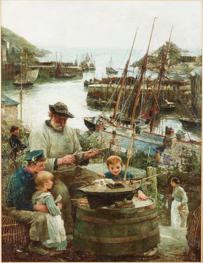 Skibsmodelbygger med havn, 1908 af John Robertson Reid
