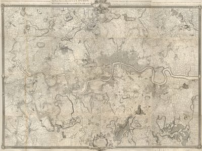 En nøjagtig undersøgelse af byerne London, Westminster, ye Borough of Southwark og landet nær Ten Miles round af John Rocque
