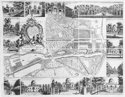 Chiswick House fra plan af Chiswick, 1736 af John Rocque