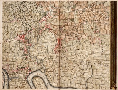 Kort over Bow, Stratford, Blackwall og Plaistow af John Rocque