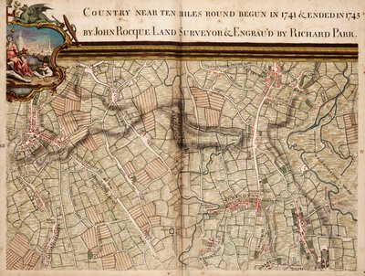 Kort over Highgate, Kentish Town, Holloway, Tottenham og Newington af John Rocque