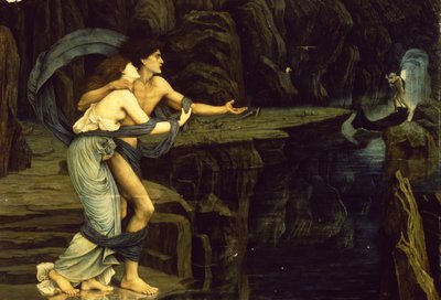 Orpheus og Eurydice på bredden af floden Styx, 1878 af John Roddam Spencer Stanhope
