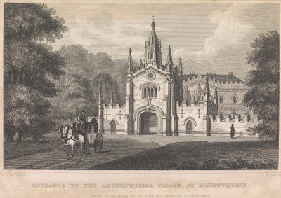 Indgang til Archiebiscopal Palace, ved Bishopthorpe (udgivet af I. T. Hinton); side 34 (bind 1) af John Rogers