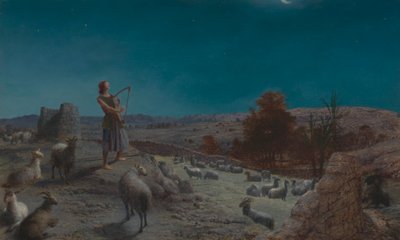 David, Israels fremtidige konge, mens han var hyrde i Betlehem af John Rogers Herbert