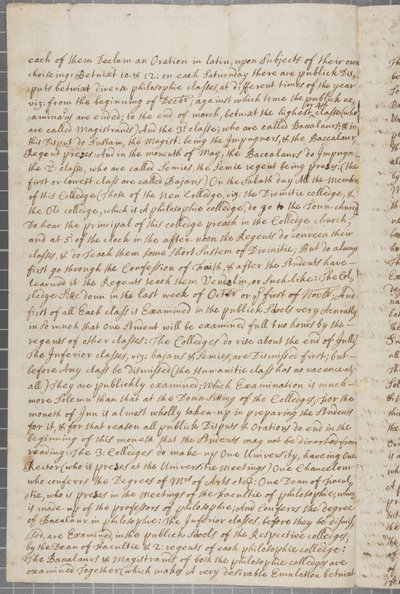 Et brev fra John Row, en elev ved St. Andrews, til sin onkel, 1691 af John Row