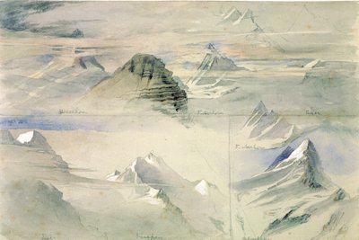 Alpine Peaks: Jungfrau og andre, 1846 af John Ruskin