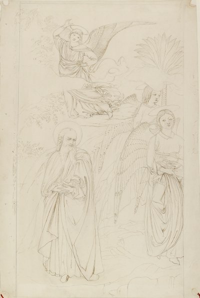 Tegning af Abrahams afsked med englene fra Benozzo Gozzoli, 1845 af John Ruskin