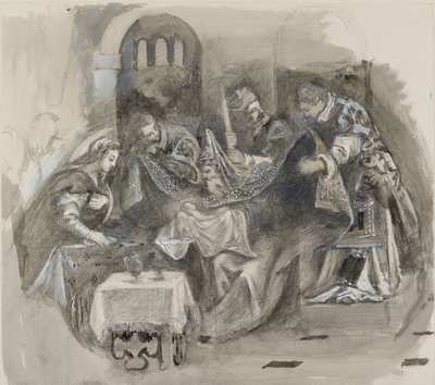 Tegning af Tintorettos omskæring i Scuola Grande di San Rocco, august 1869 af John Ruskin