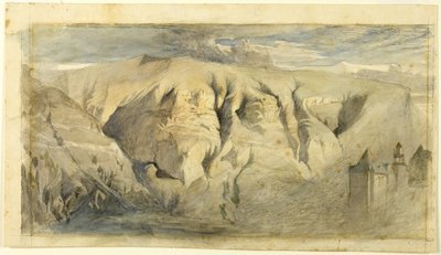 Mont Saleve, ca. 1840 (akvarel over grafit på cremefarvet vævet papir, lagt på cremefarvet vævet papir) af John Ruskin