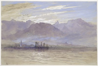 Morgen om foråret, med nordøstlig vind, ved Vevey, maj - juni 1849 eller 1. maj 1869 (akvarel og kropsfarve over grafit på bleggråt vævet papir) af John Ruskin