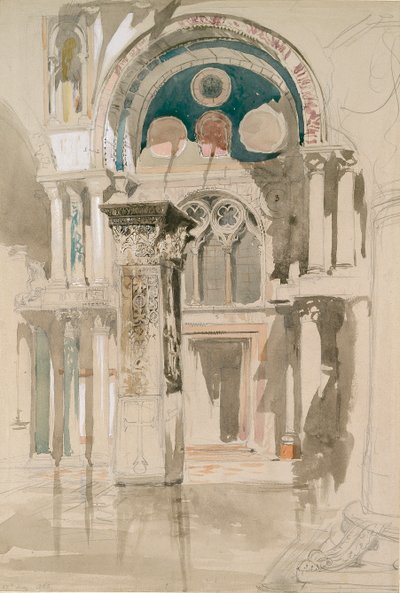 Del af Markuskirken, Venedig: Sketch after Rain, 27. maj 1846 af John Ruskin