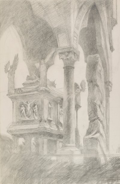 Studie af Mastino II della Scalas grav i Verona, c1869. af John Ruskin