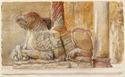 Gryphon bærende den nordlige aksel af den vestlige indgang til Duomo, Verona, 18.-28. juni 1869 af John Ruskin