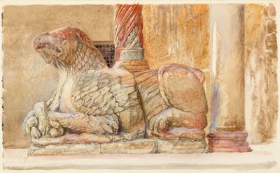 Gryphon, der bærer den nordlige aksel af den vestlige indgang til Duomo, Verona, 18. - 28. juni 1869. af John Ruskin