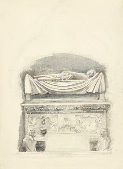 Sarkofagen og billedbilledet af graven Cangrande I della Scala, Verona, 21. maj-1. juli 1869 (grafit, akvarel og kropsfarve på vævet papir) af John Ruskin