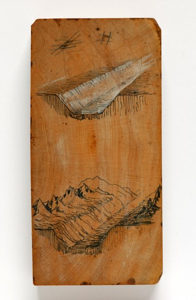 Trench of the Valley of Chamonix and the Peaks above the Trench, ca. 1856 (pen & blæk og akvarel på træ) af John Ruskin