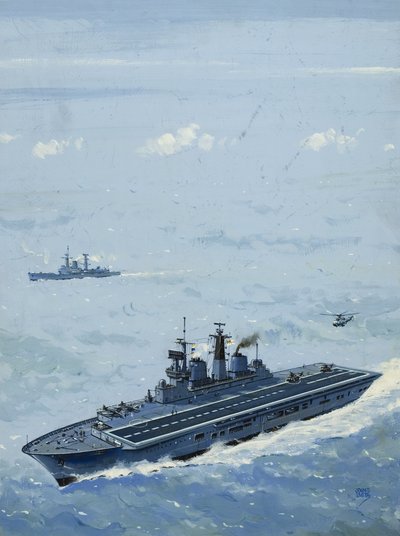 HMS Invincible (gouache på papir) af John S. Smith