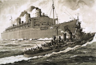 Queen Mary rammer krydseren Curacoa af John S. Smith
