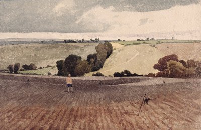 En pløjet mark, ca.1808 (blyant og akvarel på papir) af John Sell Cotman