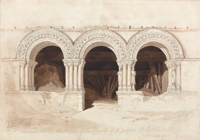 Buer på vestsiden af klostergården i Saint-Georges-de-Bocherville nær Rouen i Normandiet af John Sell Cotman