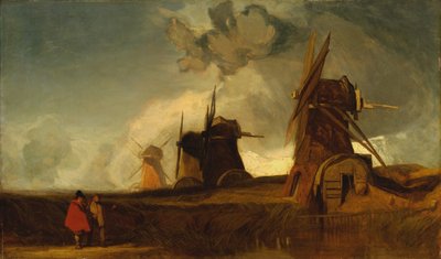 Dræningsmøller i Fens, Croyland, Lincolnshire af John Sell Cotman