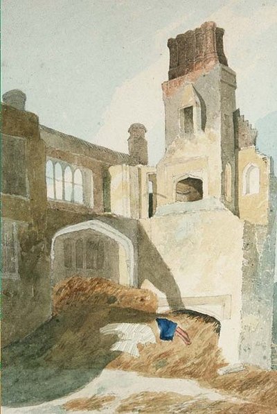 East Barsham Hall (blyant og akvarel på papir) af John Sell Cotman