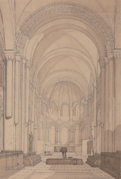 East End af Abbey Church of Saint Georges de Bocherville, nær Rouen, Normandiet af John Sell Cotman
