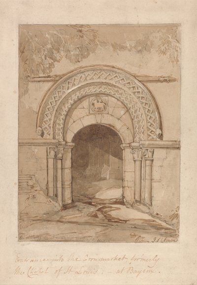 Indgang til kornmarkedet, tidligere St. Louis-kapellet, i Bayeux af John Sell Cotman
