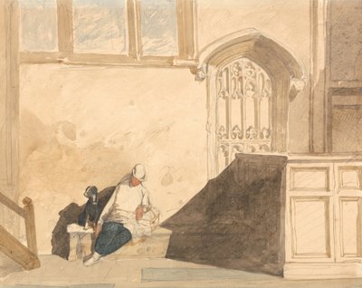 Løbedreng sover i en kirke af John Sell Cotman
