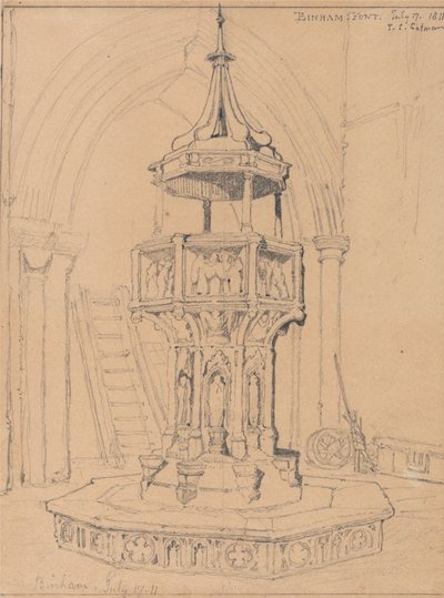 Døbefont i Binham Kirke, Norfolk af John Sell Cotman