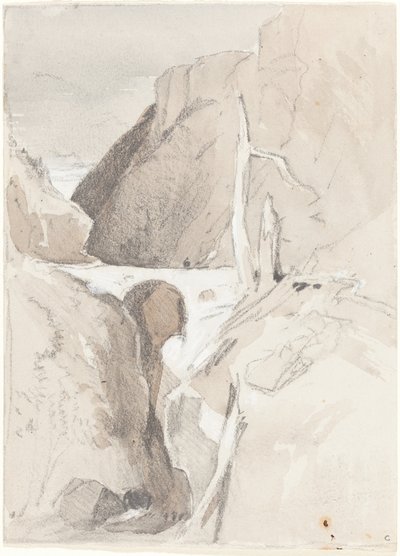 Kløft med træstubbe af John Sell Cotman
