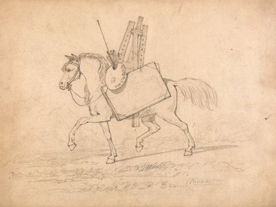 Hest fyldt med kunstnerudstyr af John Sell Cotman