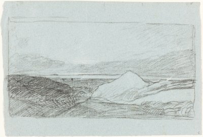 Landskab med bakker og vand af John Sell Cotman