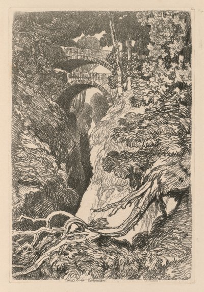Liber Studiorum: Plade 10, The Devils Bridge, Cardinganshire, 1838. af John Sell Cotman