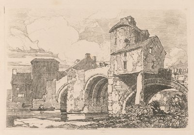 Liber Studiorum: Plade 26, Monnow Bridge, Monmouthshire af John Sell Cotman