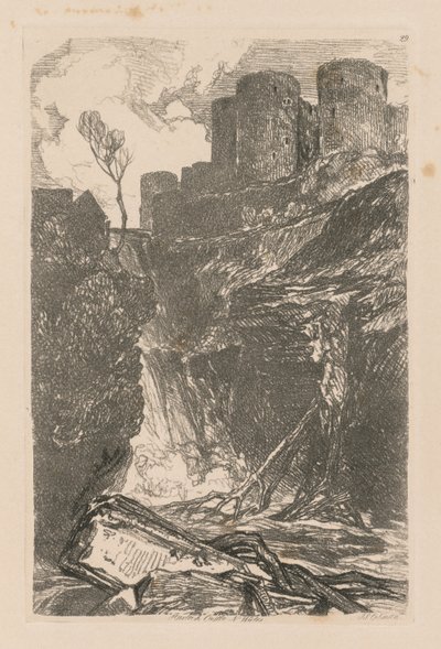 Liber Studiorum: Plade 29, Harlech Castle, N. Wales, 1838 af John Sell Cotman