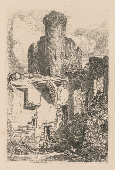 Studiebog: Plade 31, Conway Castle, N. Wales af John Sell Cotman