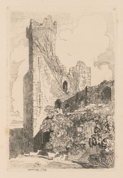 Liber Studiorum: Plade 32, Caernarvon Castle, N. Wales, 1838 af John Sell Cotman
