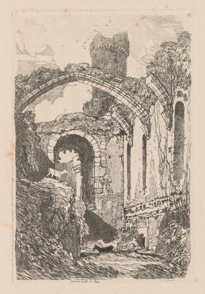 Studiebog: Plade 33, Conway Castle, N. Wales af John Sell Cotman