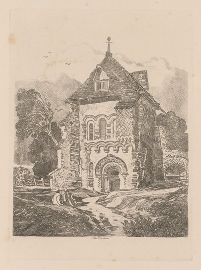 Liber Studiorum: Plade 36, Kirke nær Durham, 1838 af John Sell Cotman