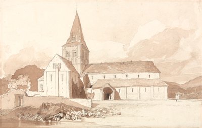 Notre Dame på vandet, Domfront, Normandiet af John Sell Cotman