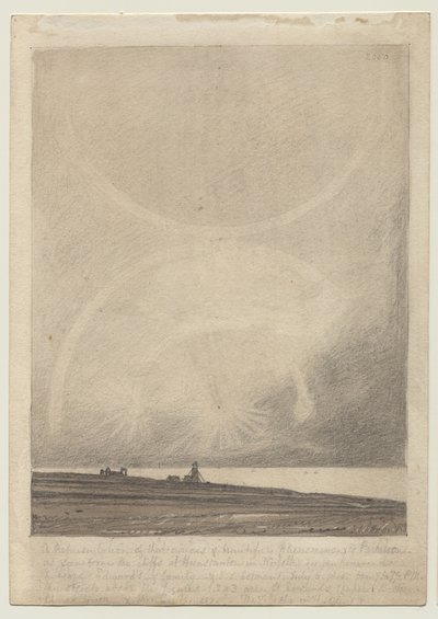 Recto: En effekt af parhelion set fra Hunstanton fyrtårn den 6. juli 1816 af John Sell Cotman