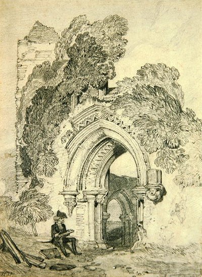 Romansk ruin (blyant på papir) af John Sell Cotman