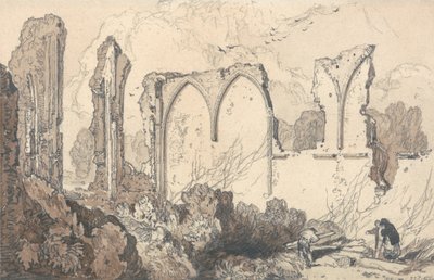 Ruin bag den frie skole, Thetford, Suffolk af John Sell Cotman