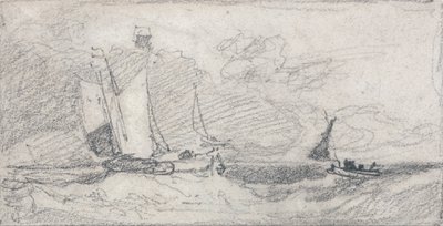 Sejlads med vogne og både i et uroligt hav af John Sell Cotman