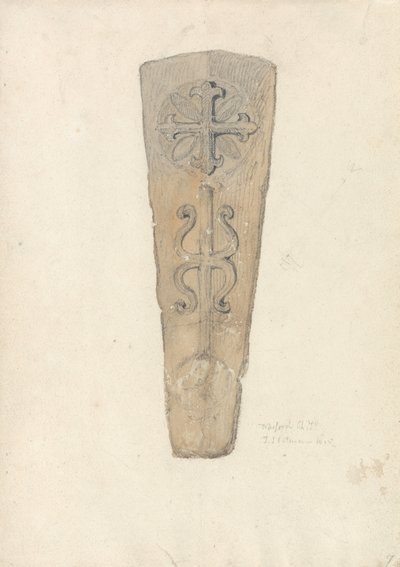 Studie af et kistelåg fra en () kirke i Norfolk af John Sell Cotman