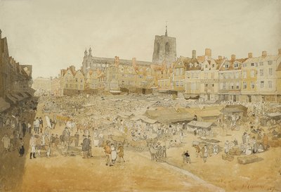 The Market Place, Norwich, taget fra Mr Coopers, 1807 af John Sell Cotman