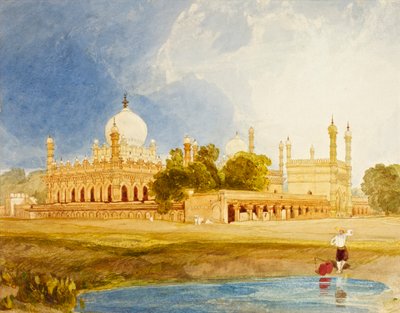 Hyder Ali Khans palads, Rajah of Mysore, ca. 1825 (wc og blyant på kort) af John Sell Cotman