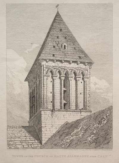 Tårnet af kirken Haute Allemagne nær Caen af John Sell Cotman