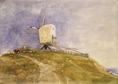Vindmølle på en bakke, 1800-tallet af John Sell Cotman